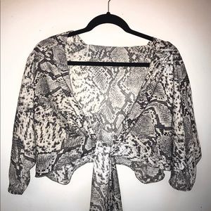 Snakeskin Tie-Front Top 🐍